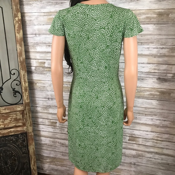 Ann Taylor Loft size 4 green & white v neck dress - Picture 10 of 12